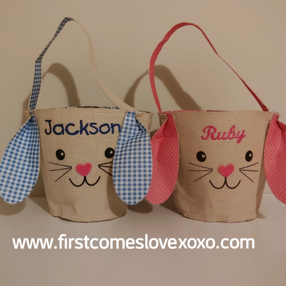 Personalized Easter Bunny Baskets - embroidered